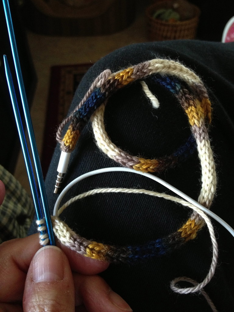 Knitted I-cord Ear Buds by Queen Bee Knits