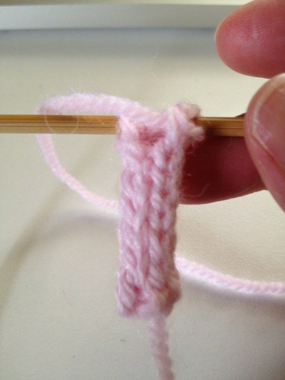 After a few rows of knitting (9 here)