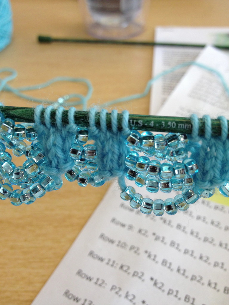 The beginning ... after stringing on three strands of beads.