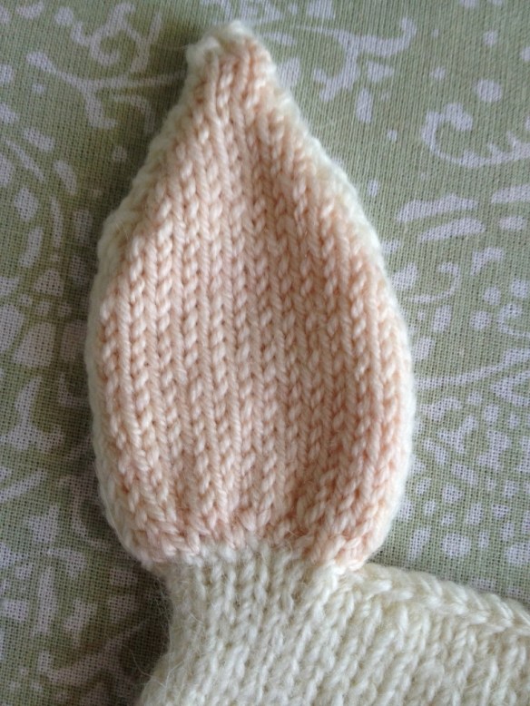 Stockinette inside the ears … by mistake but it still looks cute.
