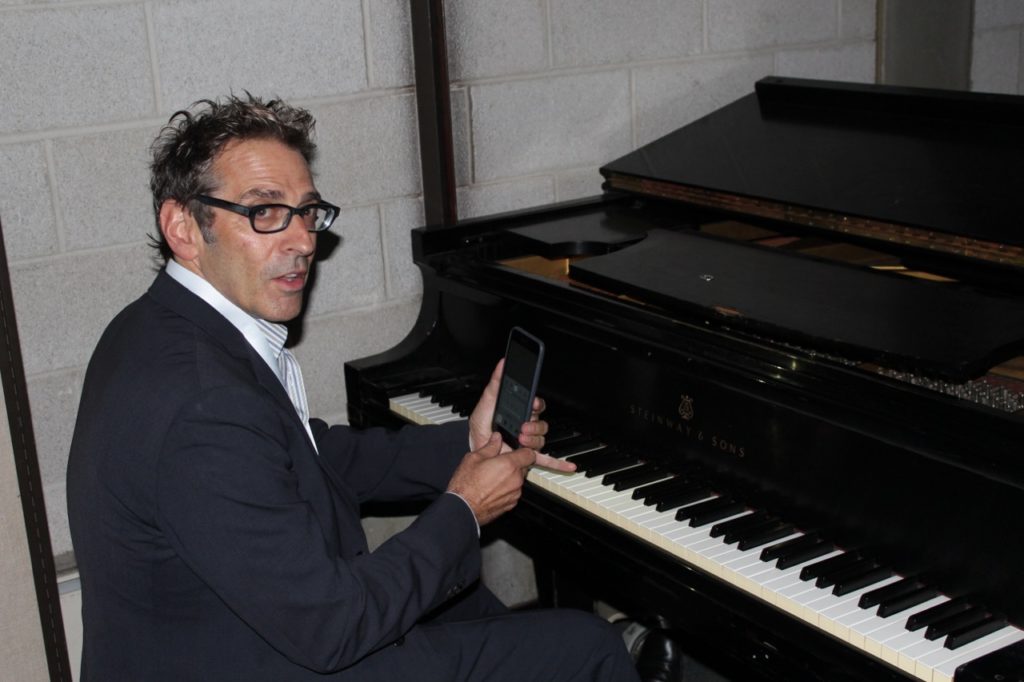 Brian back at the old grand piano (that I slid of gracefully.)