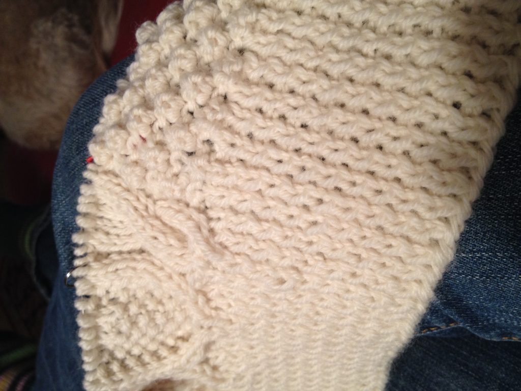 A good start - I chose to make my ribbing with the larger size needle so it doesn't get too blouse-y
